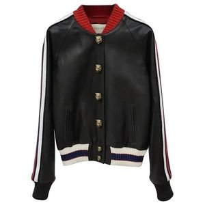 Authentic Gucci Hollywood Women’s Leather Bomber Jacket - Size 42 - Medium